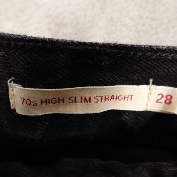 Levi's jeans 70's high slim straight women's 28 black denim big E red tab - Picture 3 of 16